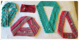 Mobius Infinity Scarfs Layed Out